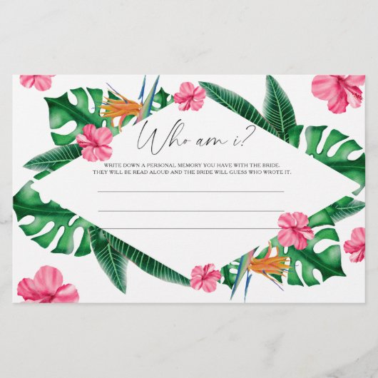 Tropische bloemenpalm - Wie ben ik vrijgezellenfee Briefpapier (Voorkant)