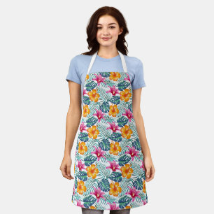 Tropische bloemenpalmen Print Schort