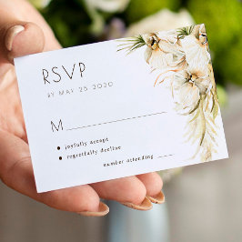 Tropische bloemenpampas gras elegante bruiloft RSV Notitiekaartje