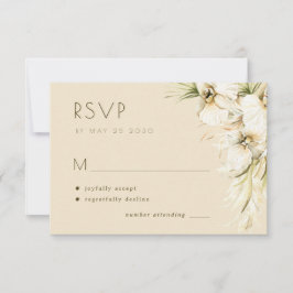 Tropische bloemenpampas gras elegante bruiloft RSVP kaartje