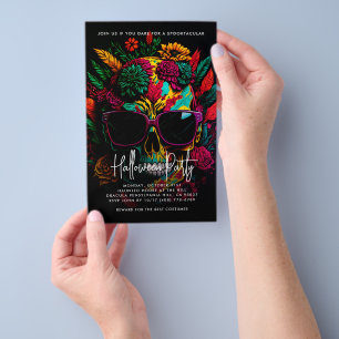 Tropische bloemenschedel Halloween-feest uitnodigi Flyer