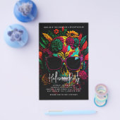 Tropische bloemenschedel Halloween-feest uitnodigi Flyer (Enkel)