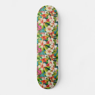 Tropische bloemenschilderstijl in olieverf persoonlijk skateboard