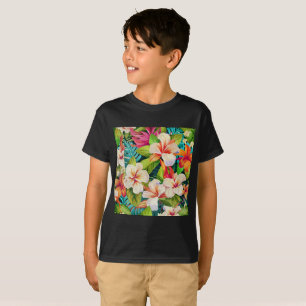 Tropische bloemenschilderstijl in olieverf t-shirt