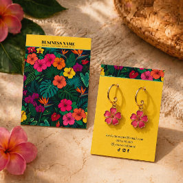 Tropische Bloemensieraden |Elegante Gele Achtergro Visitekaartje