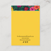Tropische Bloemensieraden |Elegante Gele Achtergro Visitekaartje (Achterkant)