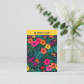Tropische Bloemensieraden |Elegante Gele Achtergro Visitekaartje (Staand voorkant)