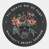 Tropische bloemenskelet Halloween bruiloftfeest Ronde Sticker (Voorkant)