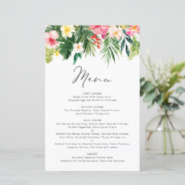 Tropische bloemenslinger Zomer Menu Kaart
