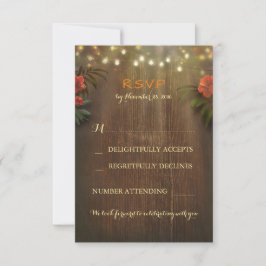 Tropische bloemenslingerlampjes Huwelijksaansluiti RSVP Kaartje