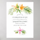 Tropische Bloemenstrand Viering van het Leven Welk Poster (Voorkant)