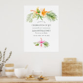 Tropische Bloemenstrand Viering van het Leven Welk Poster (Keuken)