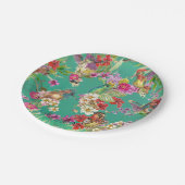 Tropische bloemenvliegen Watercolor Feestje  Papieren Bordje (Gekanteld)