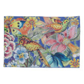 Tropische Bloemenvogel Vlinder Oosters Kleurrijk Kussensloop (Achterkant-Links)