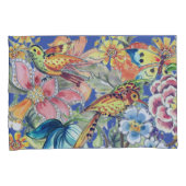 Tropische Bloemenvogel Vlinder Oosters Kleurrijk Kussensloop (Voorkant-Rechts)