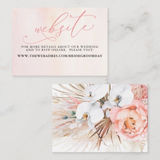Tropische Bloemenwoestijn Bruiloft Website Kaart Visitekaartje (Voorkant / Achterkant)