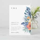 Tropische bloemenzomer Alles in één bruiloft Kaart (Staand voorkant)