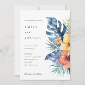 Tropische bloemenzomer Alles in één bruiloft Kaart (Voorkant)