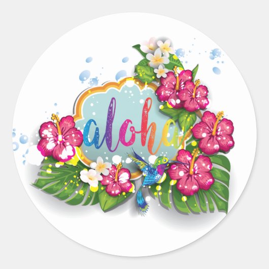 Tropische bloemenzomer Aloha sticker (Voorkant)