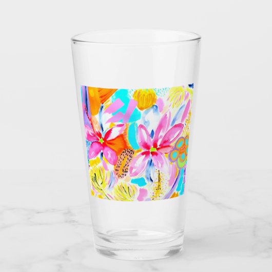 Tropische Bloemglas Tumbler (Voorkant)