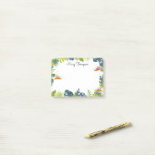 Tropische Bloemgrens Monogram Naam Post-it® Notes (Op bureau)