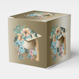 Tropische bloemige afstudeerhoed en kwastfeestje bedankdoosjes