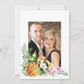 Tropische bloemige Aloha-huwelijksfoto Kaart (Achterkant)