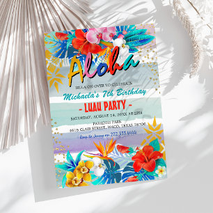 Tropische Bloemige Aloha Luau Verjaardagsfeest Kaart