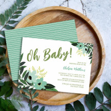 Tropische Bloemige Baby Shower Uitnodiging
