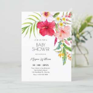 Tropische bloemige babyshower kaart