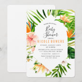 Tropische bloemige babyshower uitnodiging (Voorkant / Achterkant)