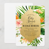 Tropische bloemige babyshower uitnodiging (Voorkant / Achterkant)