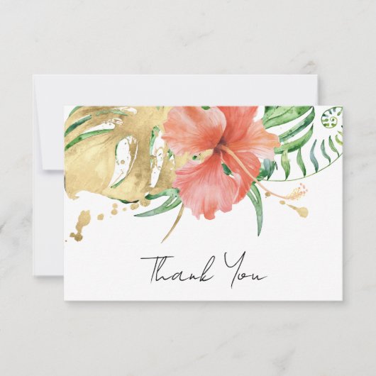 Tropische bloemige bestemming trouwfeest bruidsuit bedankkaart (Voorkant)