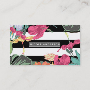 Tropische bloemige bloemen bladeren chic botanisch visitekaartje