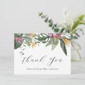 Tropische bloemige bruidsdouche dank je wel bedankkaart (Staand voorkant)