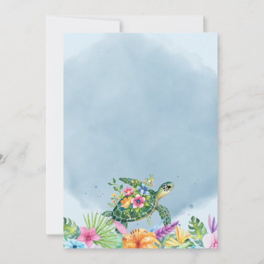 Tropische bloemige bruidsshower voor zeeschildpad kaart (Achterkant)