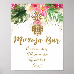 Tropische bloemige bruiloftsfeest Mimosa Bar met a Poster