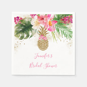 Tropische bloemige bruiloftsuitnodiging met ananas servet