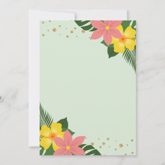 Tropische bloemige flamingo zomerhuwelijk kaart (Achterkant)