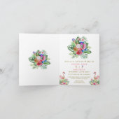 Tropische bloemige flamingo zwembadmeisje verjaard (Binnen)