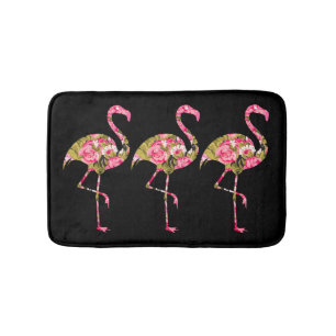 Tropische bloemige flamingo's badmat