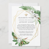 Tropische bloemige geometrische virtuele trouwgast aankondiging (Voorkant)