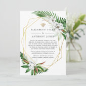 Tropische bloemige geometrische virtuele trouwgast aankondiging (Staand voorkant)