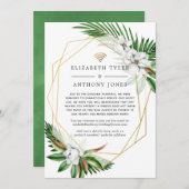 Tropische bloemige geometrische virtuele trouwgast aankondiging (Voorkant / Achterkant)