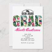 Tropische bloemige GRAD diploma-uitnodigingen voor Kaart (Voorkant)