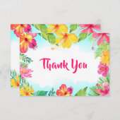 Tropische bloemige Hawaïaanse Luau Bedankkaart (Voorkant / Achterkant)