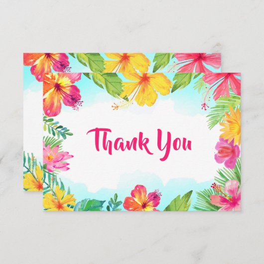 Tropische bloemige Hawaïaanse Luau Bedankkaart (Voorkant / Achterkant)