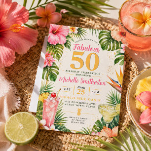 Tropische bloemige Hawaïaanse Luau Fantastische 50 Kaart