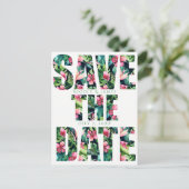 Tropische bloemige Hawaiaanse trouw Save the Date Aankondigingskaart (Staand voorkant)