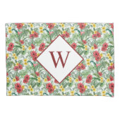 Tropische bloemige monogram hoeslaken kussensloop (Voorkant)